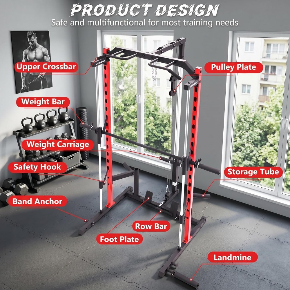 Máquina Smith Todo en Uno con  - Smith Machine Home Gym Power Rack reseña y precio