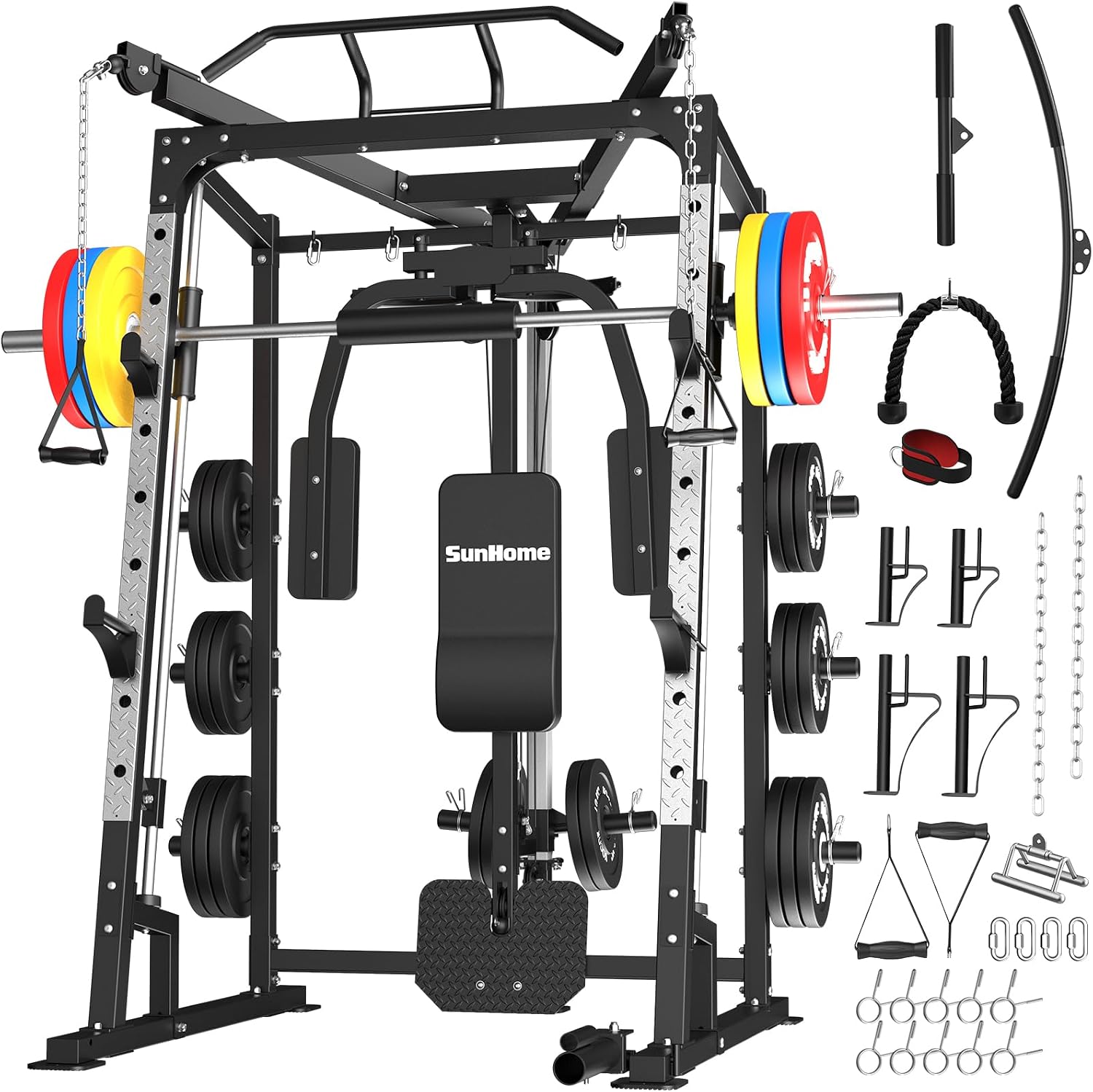 Jaula de fuerza Smith Machine, - Cable Crossover Machine Home reseña y precio