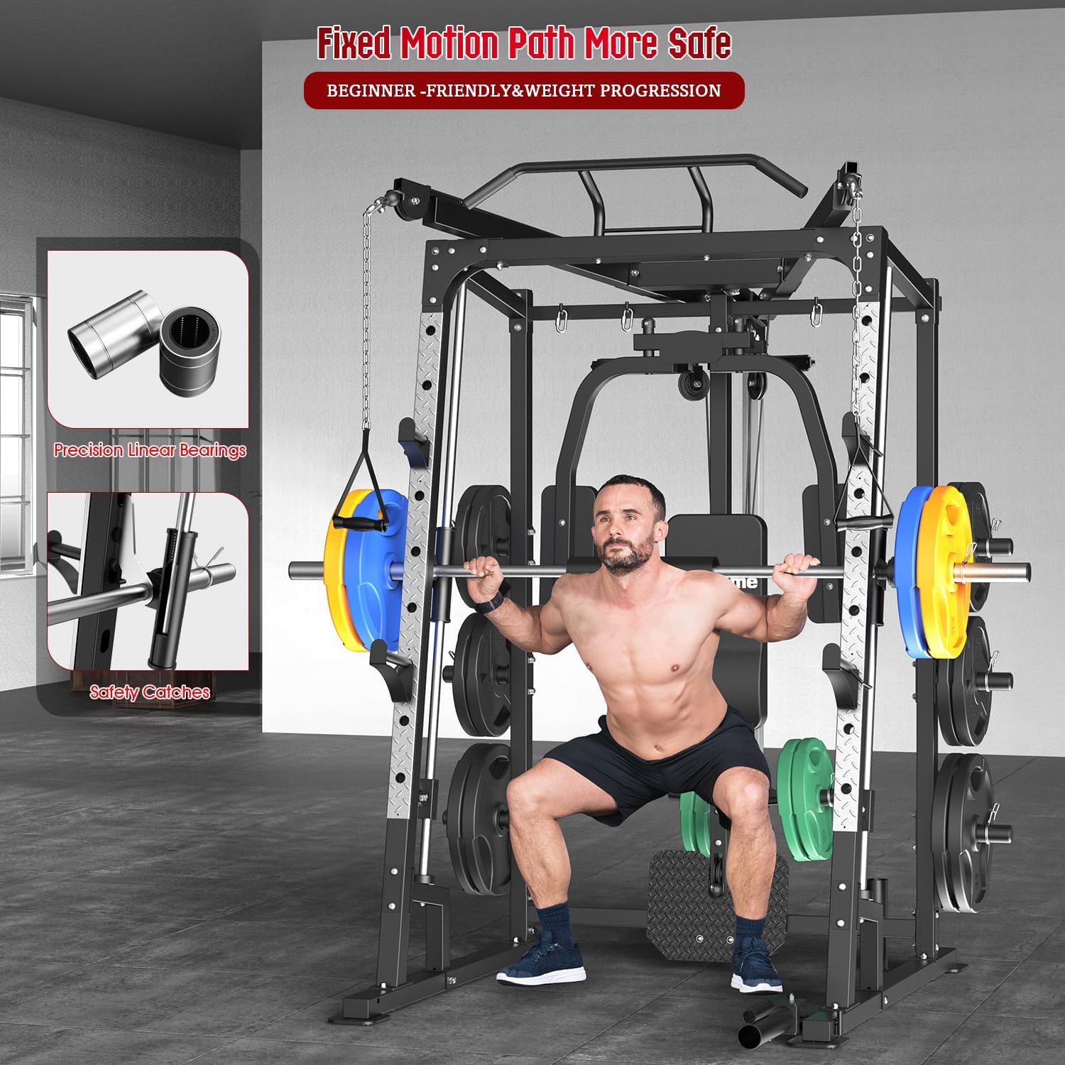 Jaula de fuerza Smith Machine, - Cable Crossover Machine Home reseña y precio