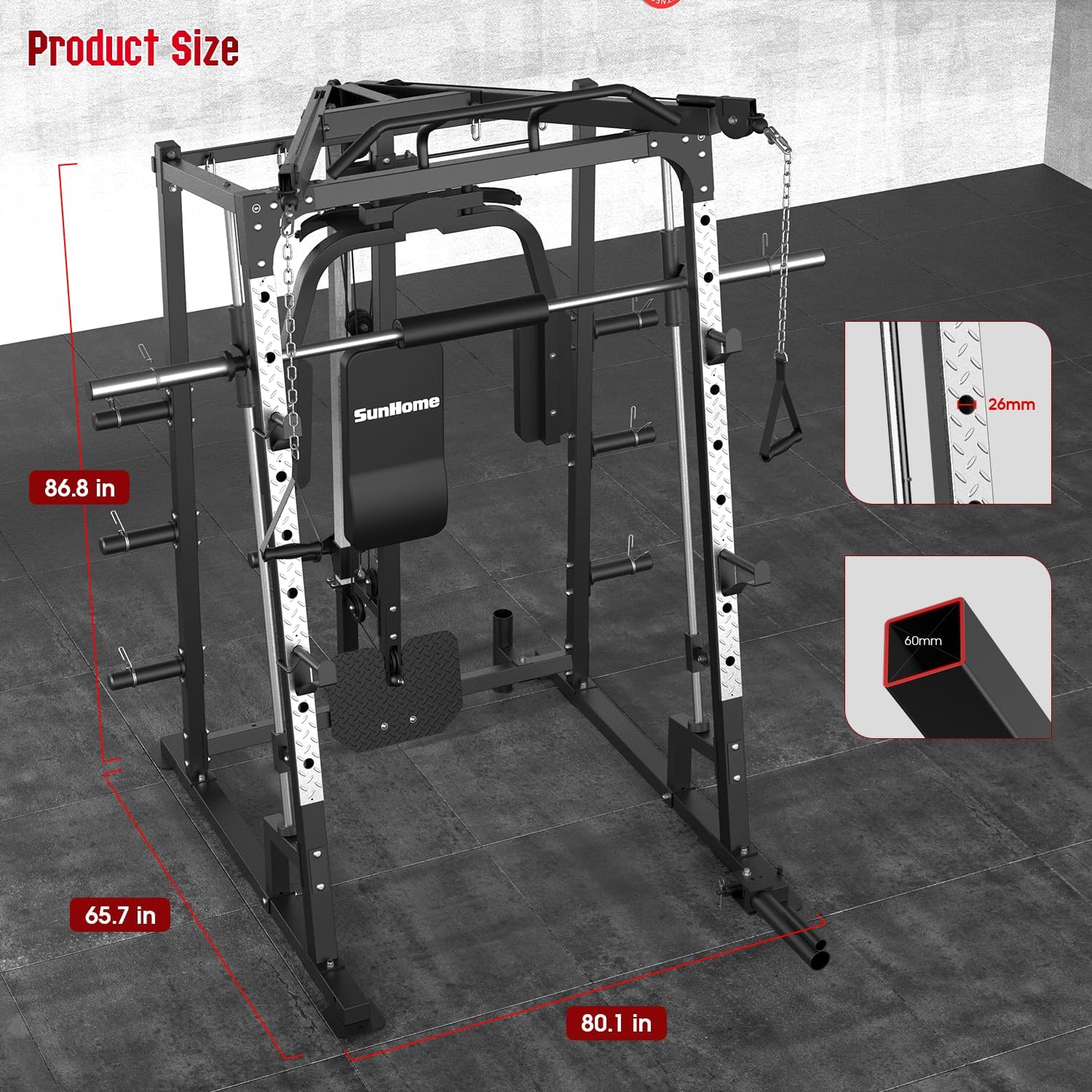 Jaula de fuerza Smith Machine, - Cable Crossover Machine Home reseña y precio