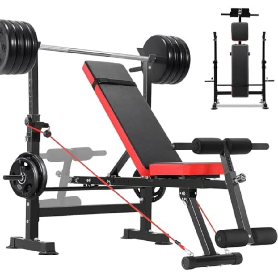 Banco de pesas de 900 LBS con  - Bench Press Adjustable Incline reseña y precio