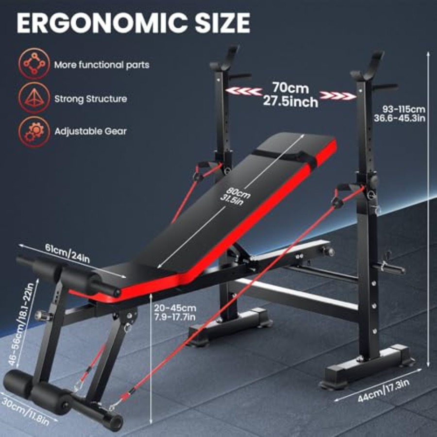Banco de pesas de 900 LBS con  - Bench Press Adjustable Incline reseña y precio